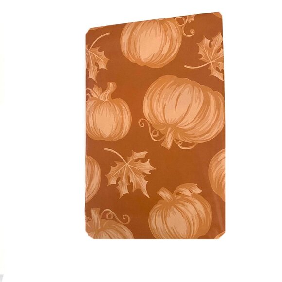 Party Gathering Orange Pumpkins Leaves Fall Autumn Breeze Vinyl Tablecloth 52x52 - Picture 1 of 3